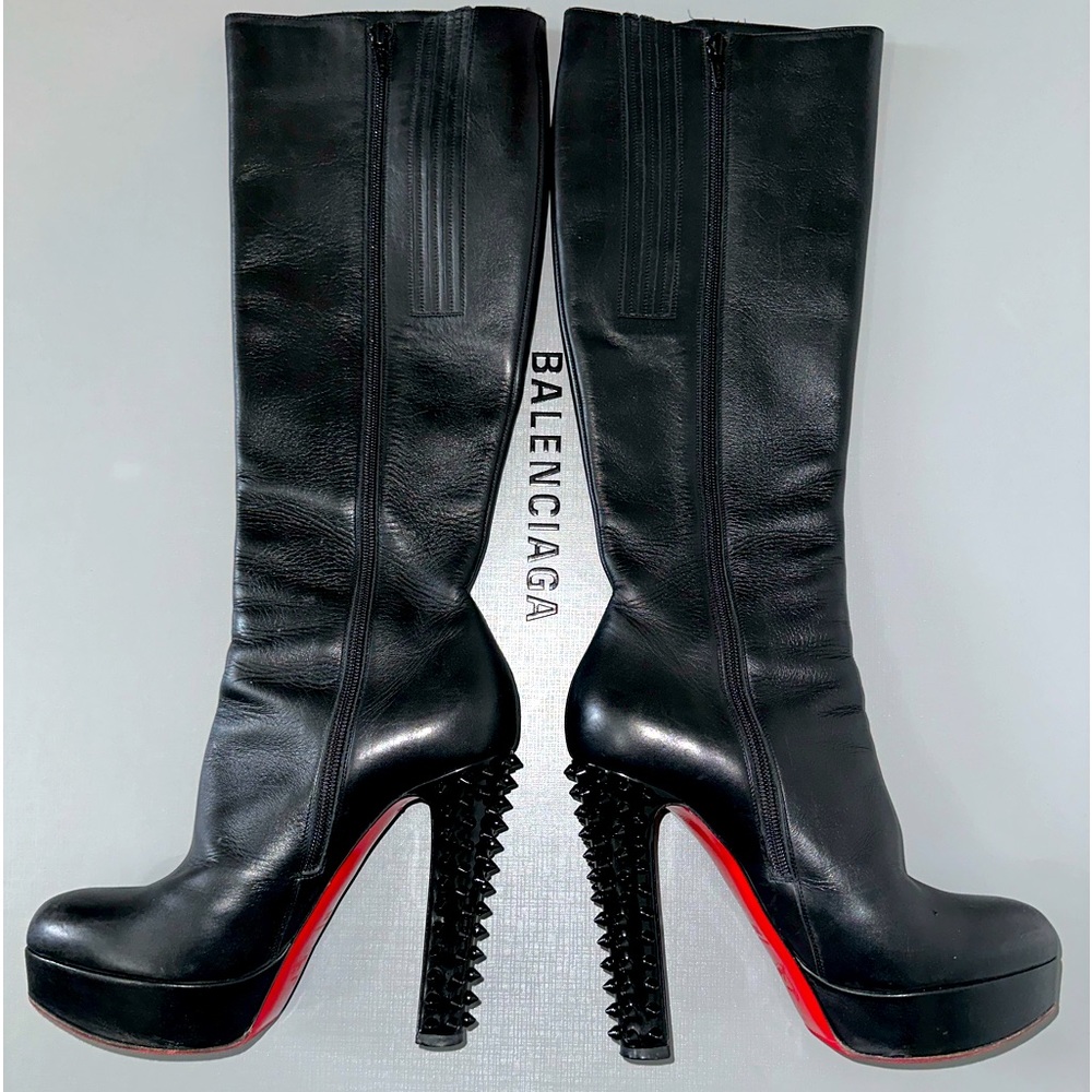 Christian Louboutin Calfskin Taclou Botta 140 Knee High Boot w/ Spiked Heels